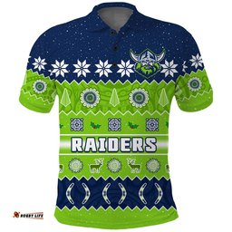 Custom Personalised Raiders Christmas Polo Shirt The Green Machine Aboriginal Art Merry Xmas Amazing Aussie
