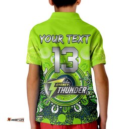 Custom Text and Number Sydney Thunder Polo Shirt Cricket Aboriginal Amazing Aussie