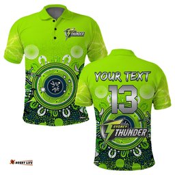 Custom Text and Number Sydney Thunder Polo Shirt Cricket Aboriginal Amazing Aussie