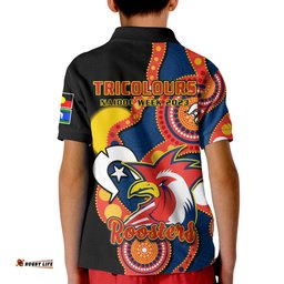 Roosters Rugby NAIDOC 2023 Polo Shirt Tricolours For Our Elders Indigenous Art Amazing Aussie