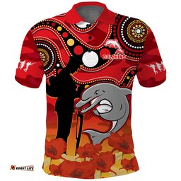 Dolphins Rugby ANZAC 2023 Polo Shirt Lest We Forget Amazing Aussie