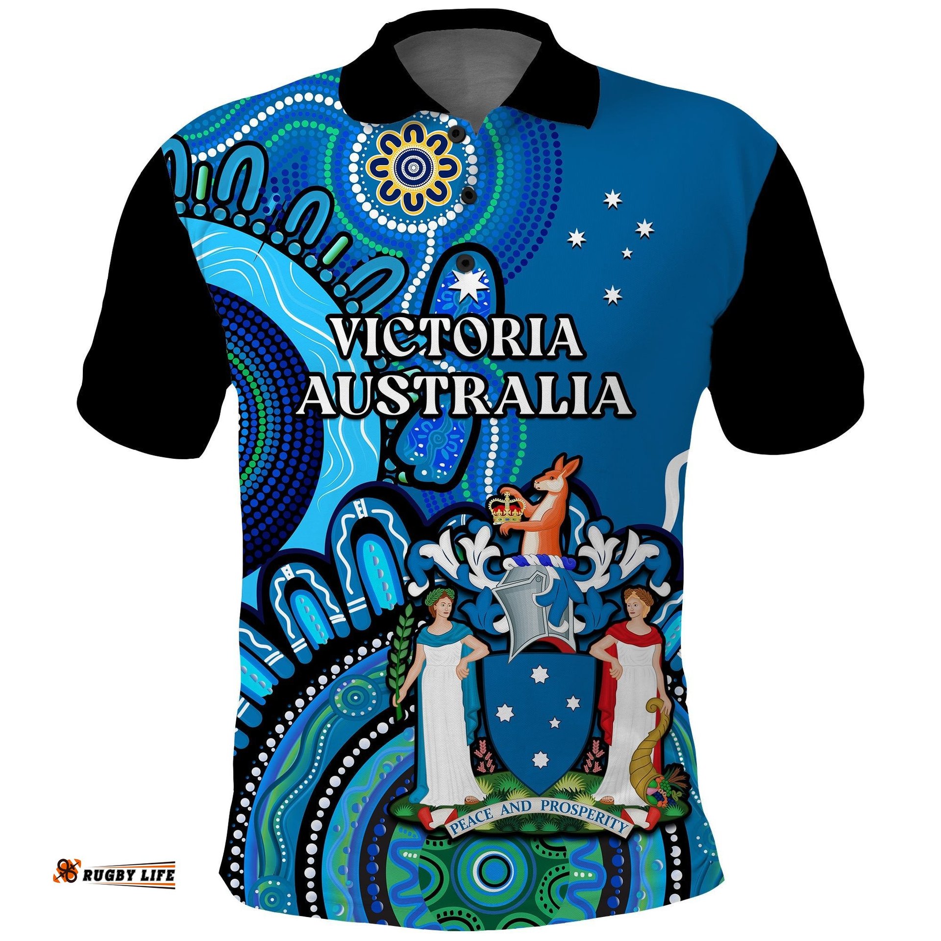 Victoria State Polo Shirt Australian Indigenous Art Amazing Aussie