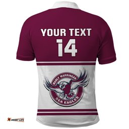 Personalised Sea Eagles Rugby Polo Shirt Manly Warringah White Sporty Style