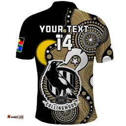 Custom Text And Number Collingwood Football NAIDOC 2023 Polo Shirt Magpies For Our Elders Indigenous Art Amazing Aussie