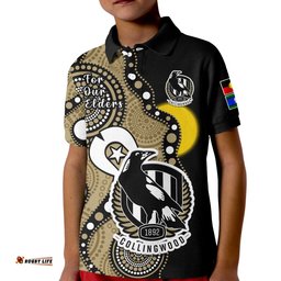 Custom Text And Number Collingwood Football NAIDOC 2023 Polo Shirt Magpies For Our Elders Indigenous Art Amazing Aussie