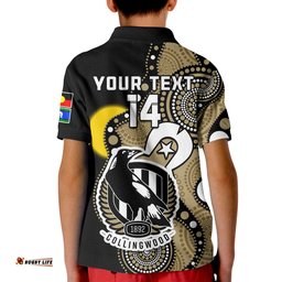 Custom Text And Number Collingwood Football NAIDOC 2023 Polo Shirt Magpies For Our Elders Indigenous Art Amazing Aussie