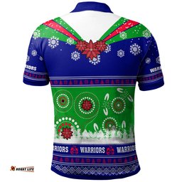 Warriors Rugby Christmas Polo Shirt - Custom Warriors Ugly Christmas And Aboriginal Patterns Polo Shirt Amazing Aussie