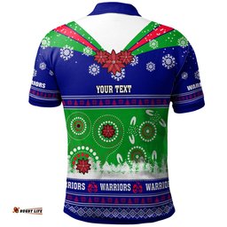 Warriors Rugby Christmas Polo Shirt - Custom Warriors Ugly Christmas And Aboriginal Patterns Polo Shirt Amazing Aussie