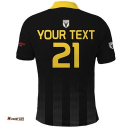 Custom Personalised Macarthur Soccer Polo Shirt Bulls Black and Gold Amazing Aussie