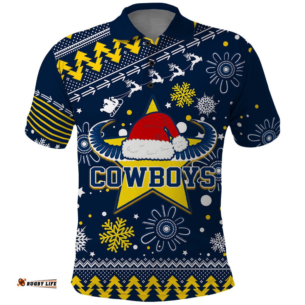 Cowboys Rugby Polo Shirt Born Tough Bred Proud Christmas Vibe 2023