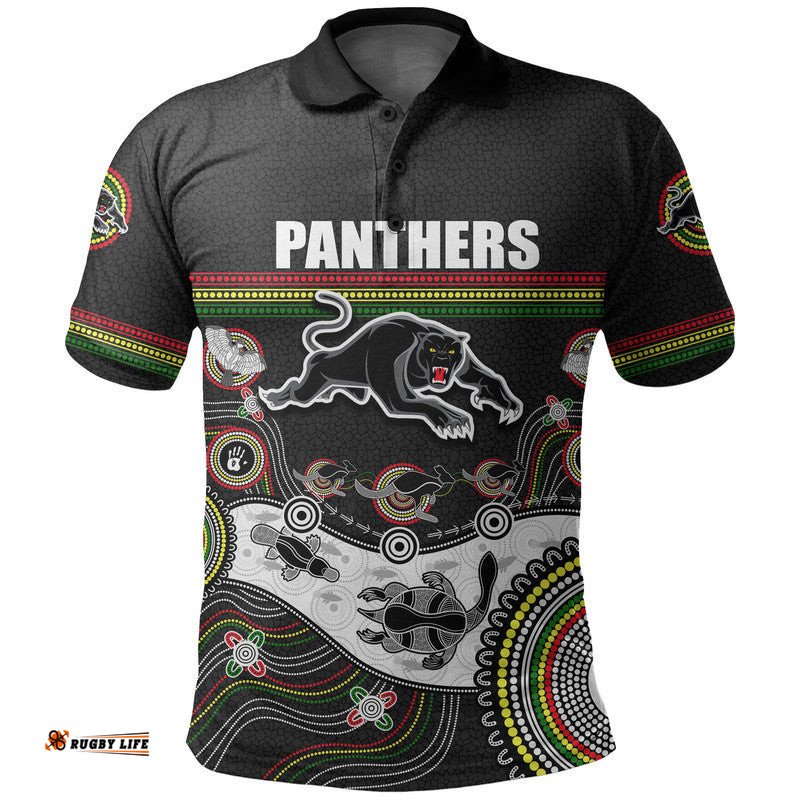 Custom Personalised Panthers Rugby Polo Shirt Aboriginal 2023 Black Style Amazing Aussie