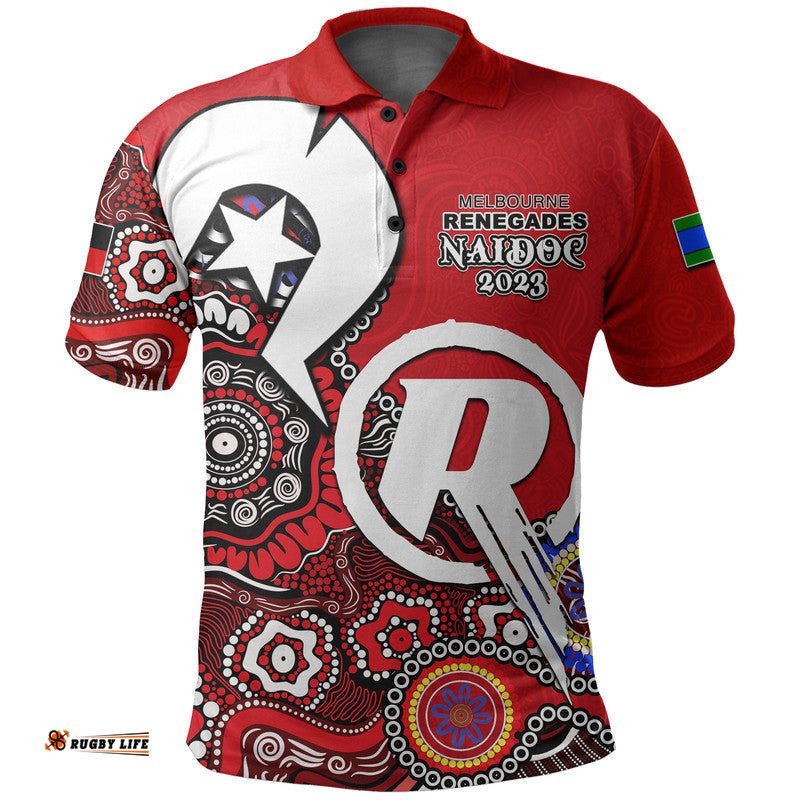 Melbourne Renegades Cricket Polo Shirt NAIDOC 2023 Patterns Amazing Aussie
