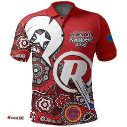 Melbourne Renegades Cricket Polo Shirt NAIDOC 2023 Patterns Amazing Aussie
