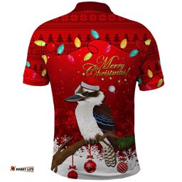 Australia Christmas Polo Shirt Aussie Kookaburra Santa Merry Xmas