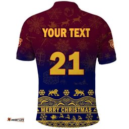 Custom Personalised And Number Brisbane Unique Lions Winter Season Polo Shirt Lions Merry Christmas Amazing Aussie