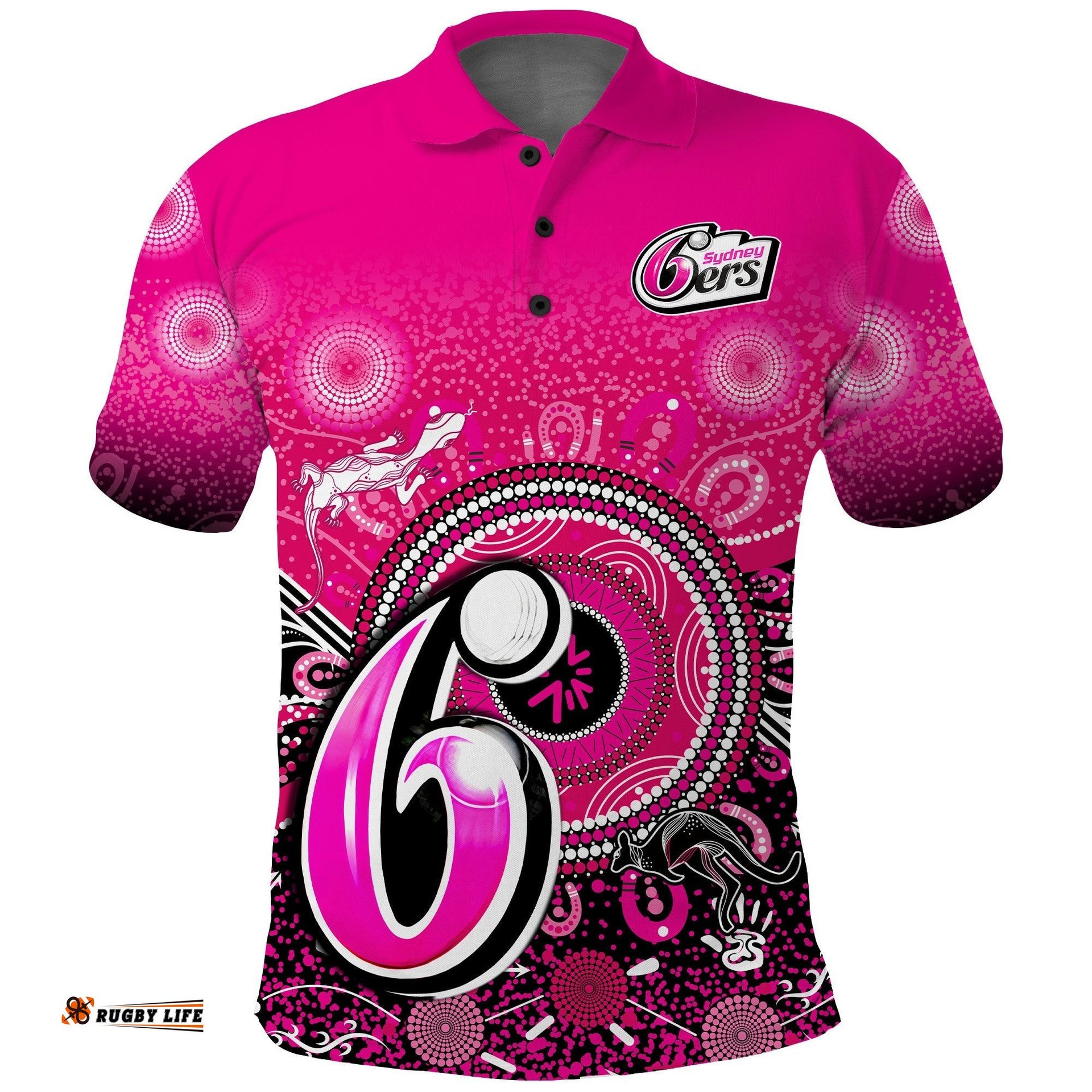 Sydney Sixers Polo Shirt Aboriginal Australia Cricket Champion Amazing Aussie