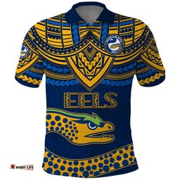 Eels Rugby Polo Shirt Polynesian and Aboriginal Vibe