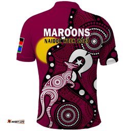 Maroons Rugby NAIDOC 2023 Polo Shirt QLD For Our Elders Indigenous Art Amazing Aussie