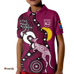 Maroons Rugby NAIDOC 2023 Polo Shirt QLD For Our Elders Indigenous Art Amazing Aussie