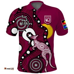 Maroons Rugby NAIDOC 2023 Polo Shirt QLD For Our Elders Indigenous Art Amazing Aussie