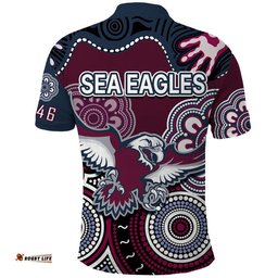 Sea Eagles Rugby Polo Shirt Simple Aboriginal 1946 Amazing Aussie