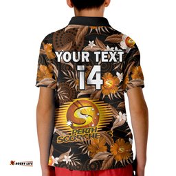 Custom Text And Number Perth Scorchers Cricket Polo Shirt Aboriginal Art Mix Tropical Flowers Amazing Aussie