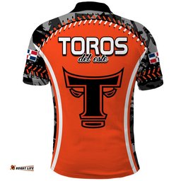 Dominican Toros De Este Baseball Stitches Polo Shirt Orange Amazing Aussie