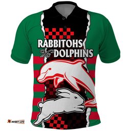 NRL Combine Rabbitohs and Dolphins Polo Shirt Amazing Aussie