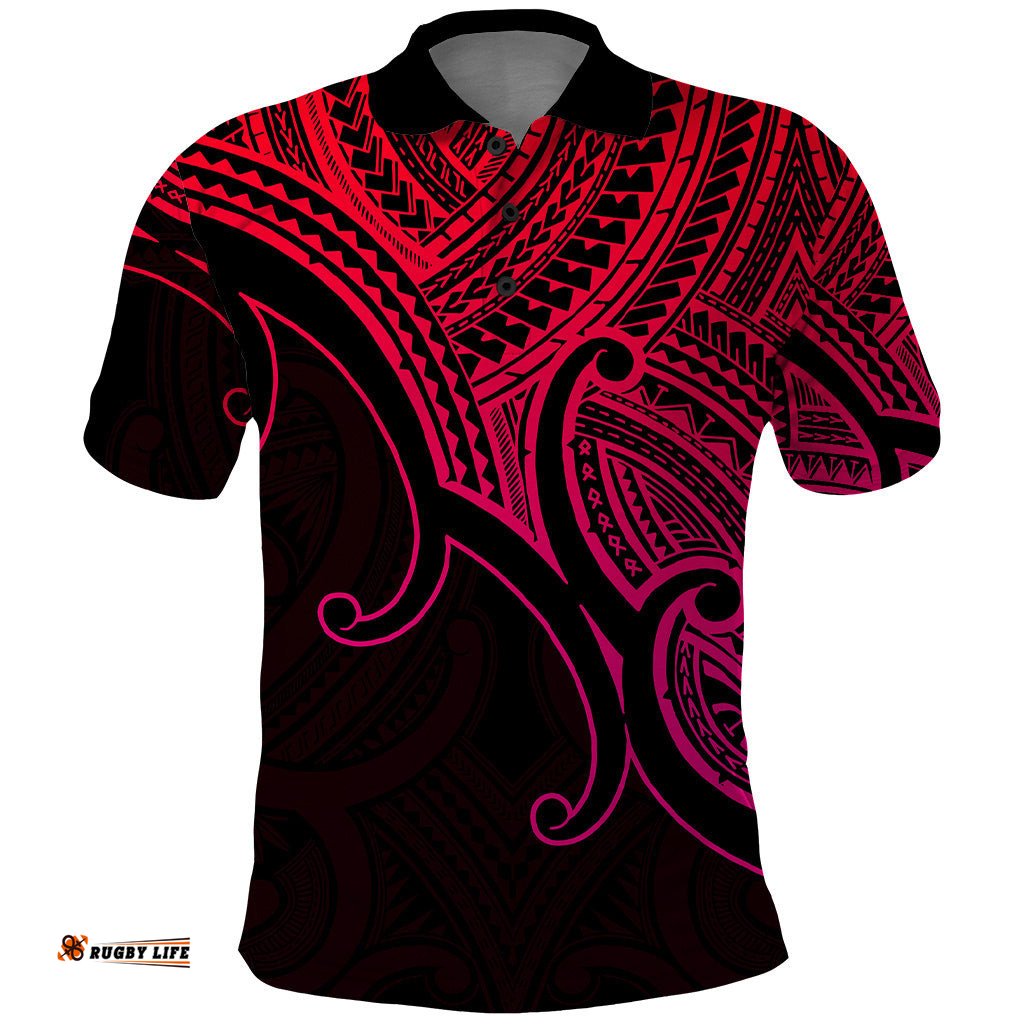 Aotearoa Maori Koru Polo Shirt Polynesian Pacific Tribal - Pink