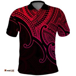 Aotearoa Maori Koru Polo Shirt Polynesian Pacific Tribal - Pink