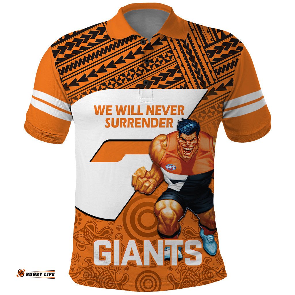 Giants Football Polo Shirt GWS Go Champions 2023 Polynesian Indigenous Art