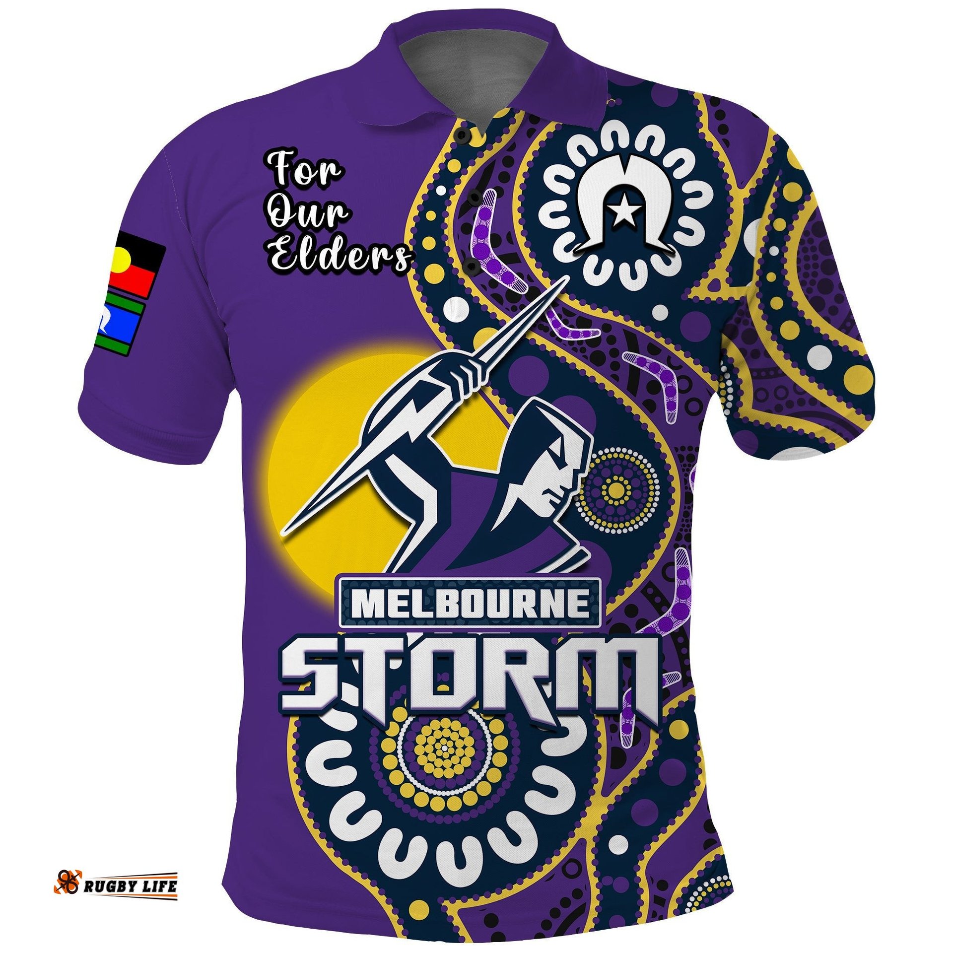 Custom Text And Number Storm Rugby NAIDOC 2023 Polo Shirt For Our Elders Aboriginal Amazing Aussie