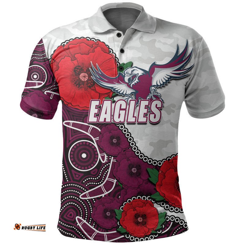 Custom Personalised Anzac Day NRL-Eagles Army Mix Aboriginal Polo Shirt Amazing Aussie