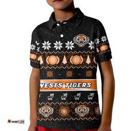 Wests Tigers Christmas Polo Shirt Aboriginal Art Merry Xmas Amazing Aussie