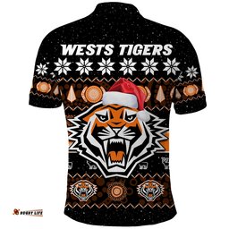 Wests Tigers Christmas Polo Shirt Aboriginal Art Merry Xmas Amazing Aussie