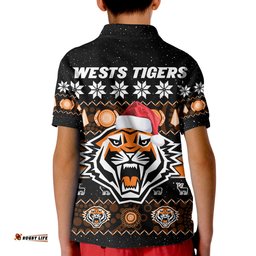Wests Tigers Christmas Polo Shirt Aboriginal Art Merry Xmas Amazing Aussie
