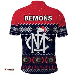 Melbourne Football Polo Shirt Demons Indigenous Merry Christmas Amazing Aussie