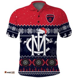 Melbourne Football Polo Shirt Demons Indigenous Merry Christmas Amazing Aussie