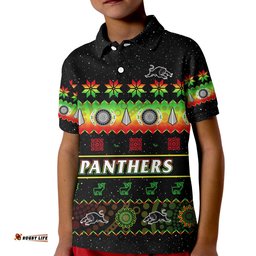 Penrith Panthers Christmas Polo Shirt The Riff Aboriginal Art Merry Xmas Amazing Aussie
