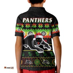 Penrith Panthers Christmas Polo Shirt The Riff Aboriginal Art Merry Xmas Amazing Aussie