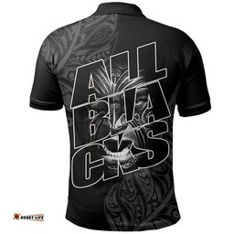 Maori Face Tattoo All Black Rugby Polo Shirt Amazing Aussie
