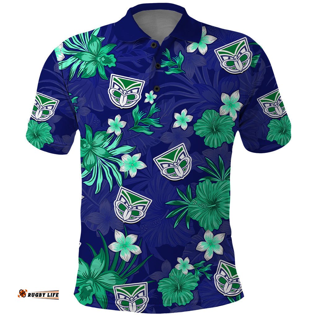 Custom Warriors Rugby Polo Shirt Beautiful Floral Pattern Spring Summer Vibe