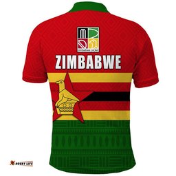 The Chevrons Cricket Mix Zimbabwe Flag and Indigenous Pattern Polo Shirt Amazing Aussie