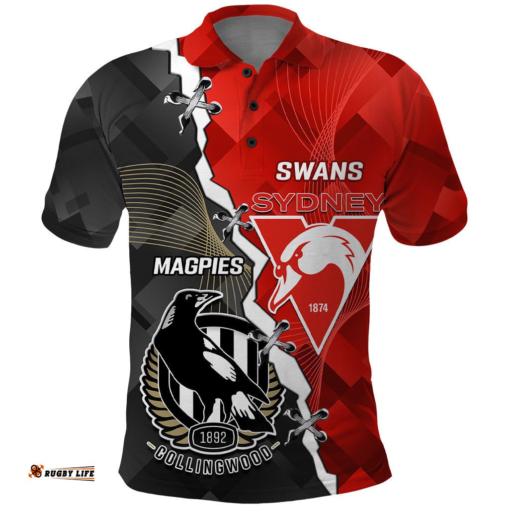 Personalised Collingwood And Swans Football Polo Shirt 2023 Together Sporty Style
