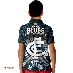 Blues Football Polo Shirt Boomerang Indigenous Dots Amazing Aussie