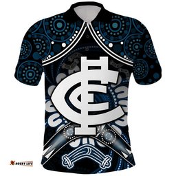 Blues Football Polo Shirt Boomerang Indigenous Dots Amazing Aussie