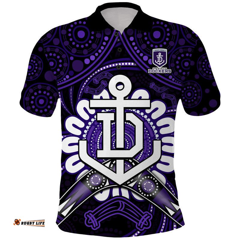 Custom Personalised Dockers Football Polo Shirt Boomerang Indigenous Dots Amazing Aussie