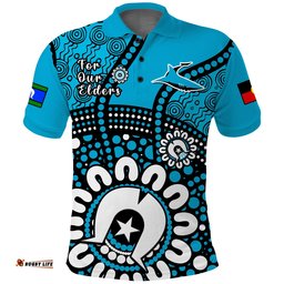Custom Text And Number Sharks Rugby NAIDOC 2023 Polo Shirt For Our Elders Aboriginal Amazing Aussie