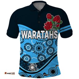 Waratahs Rugby Polo Shirt NSW Red Waratahs Indigenous Amazing Aussie