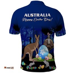 Australia Kangaroo Emu And Bilby Happy Easter Day Polo Shirt Amazing Aussie